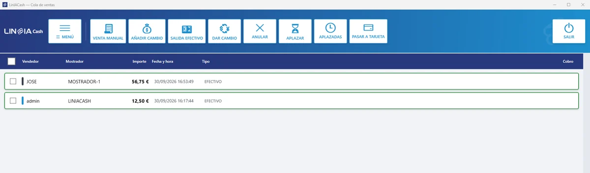 Tema Azul clásico: pantalla principal del programa