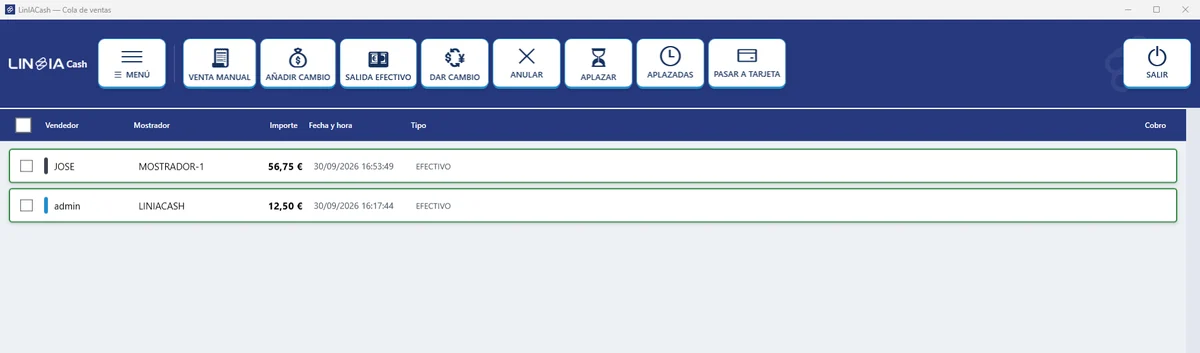 Tema Azul losa: pantalla principal del programa