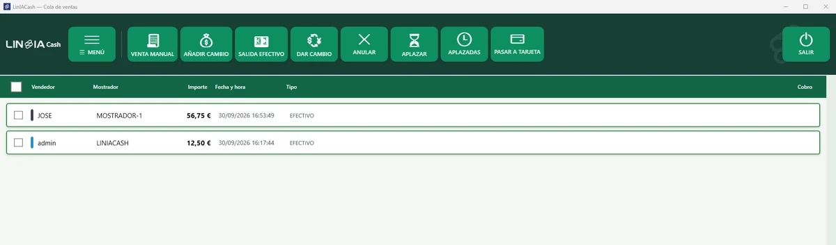 Tema Verde farmacia: pantalla principal del programa